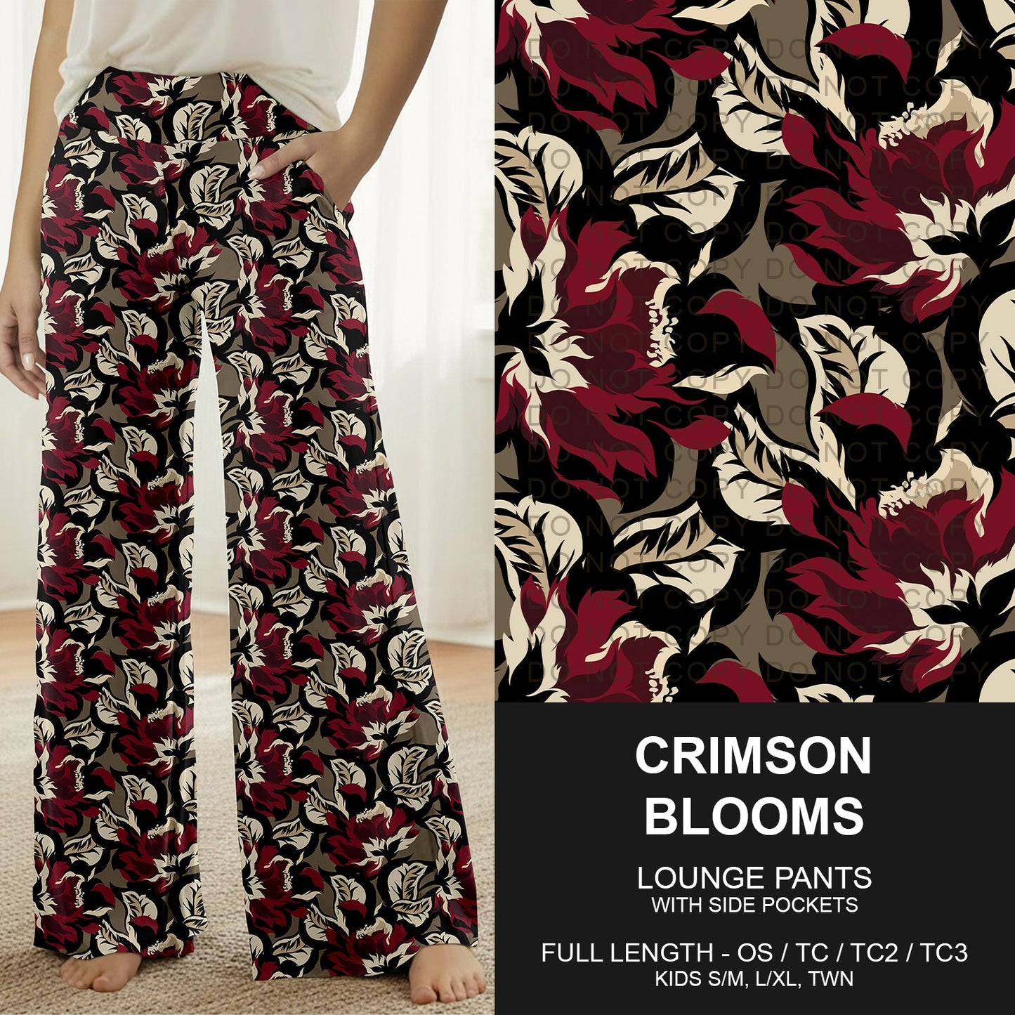 B261 - Preorder Crimson Blooms Lounge Pants (Closes 11/16. ETA late Jan.)