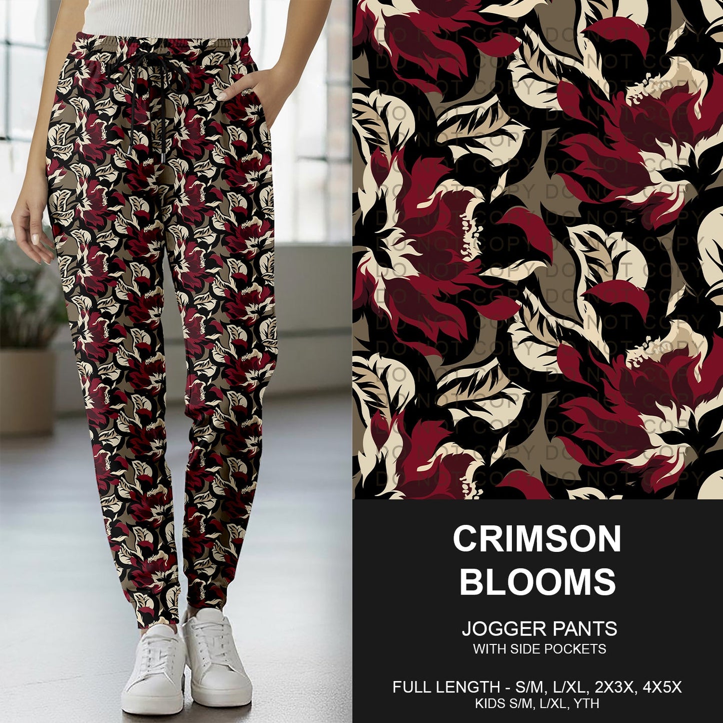 B261 - Preorder Crimson Blooms Joggers (Closes 11/16. ETA late Jan.)