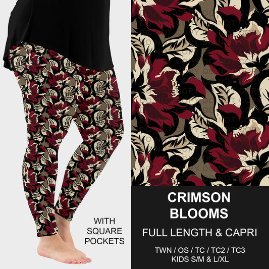 B261 - Preorder Crimson Blooms Leggings w/ Pockets (Closes 11/16. ETA: late Jan.)
