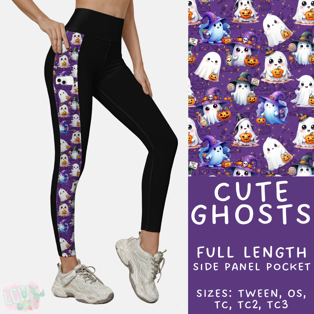 Ready to Ship - Cute Ghosts Side Panel Pocket Leggings - TC