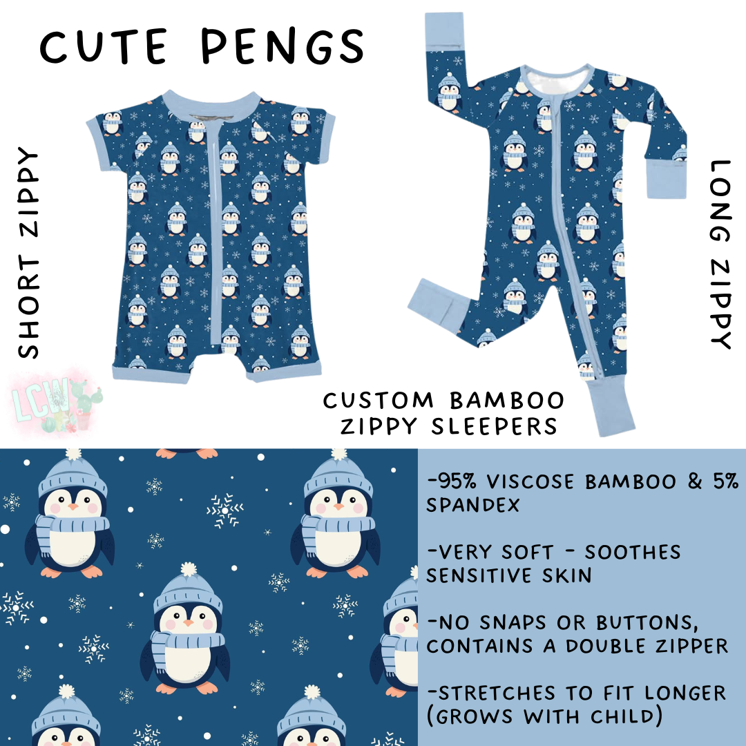 Ready to Ship - Cute Pengs Long Zippy Sleeper - 18-24 mos, 2T & 3T