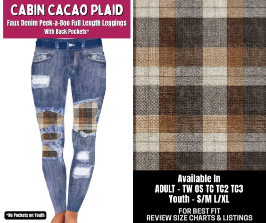 Preorder! Closes 8/6. ETA Nov. Cabin Cacao Plaid Full Length Faux Denim Peekaboo