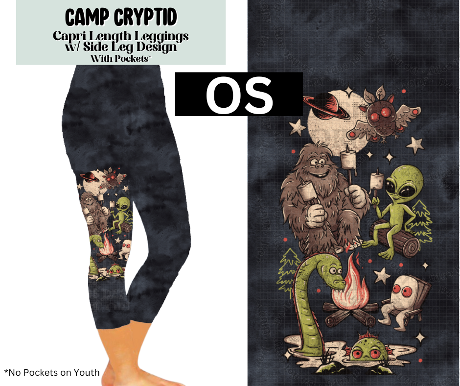 Camp Cryptid Capri Leggings w/ Side Leg Designs
