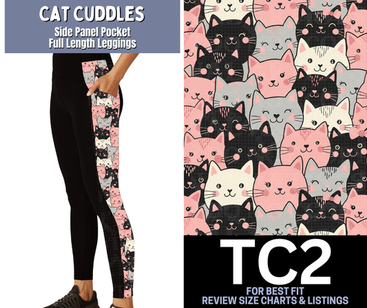 Cat Cuddles Side Panel Pocket Full Length Leggings