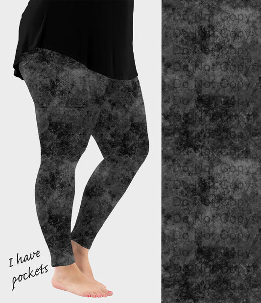 RTS - Charcoal Grunge Leggings w/ Pockets