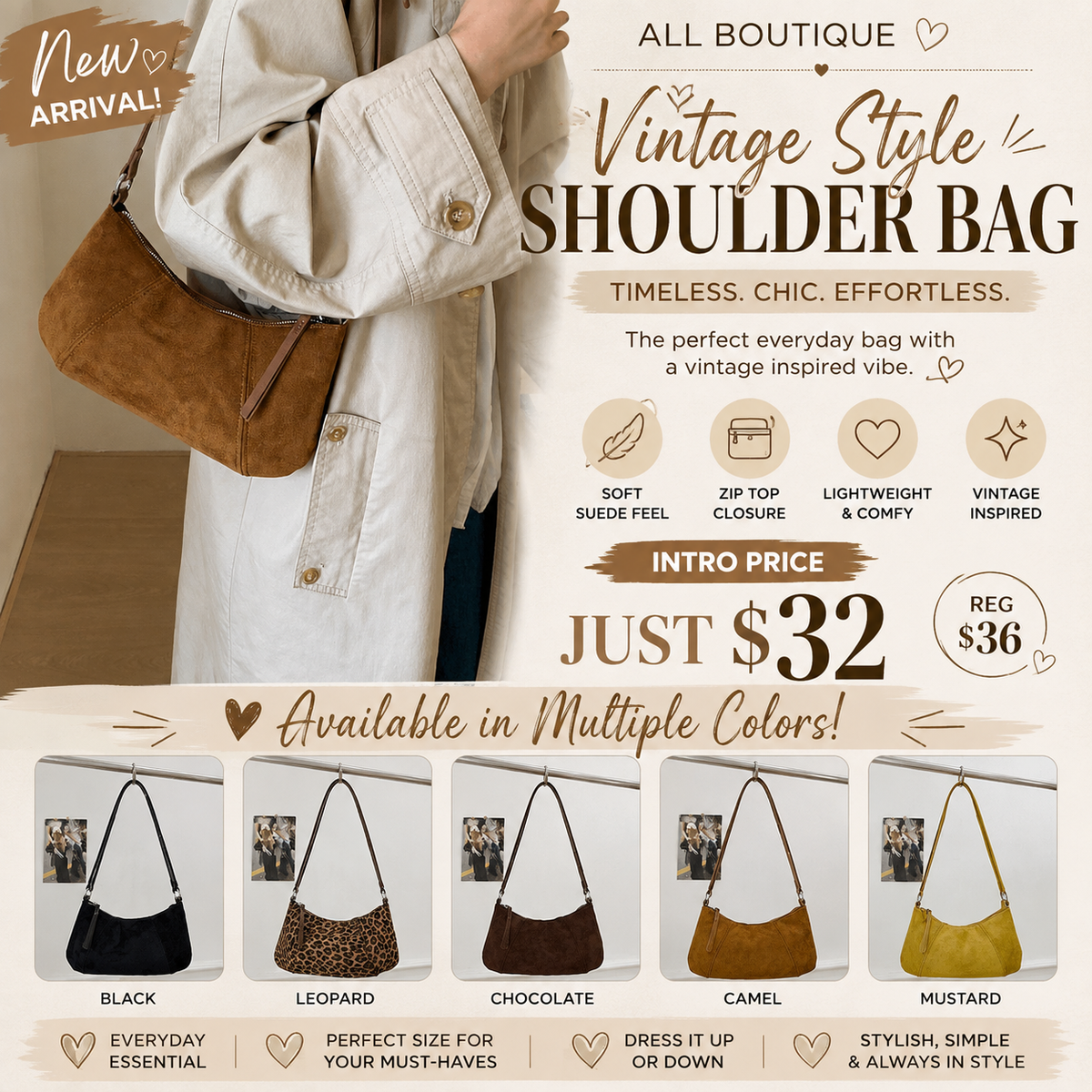 Vintage Style Shoulder Bag