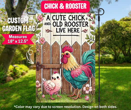 Chick & Rooster Garden Flag