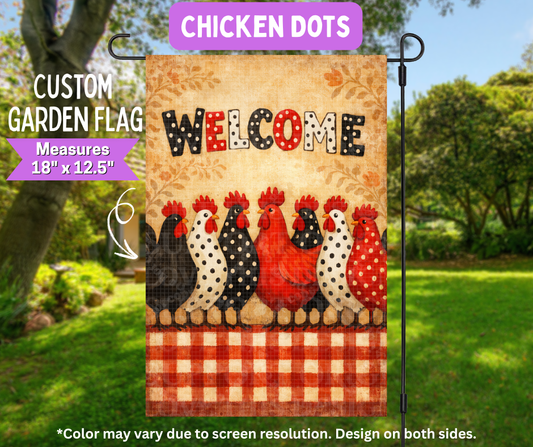 Chicken Dots Garden Flag