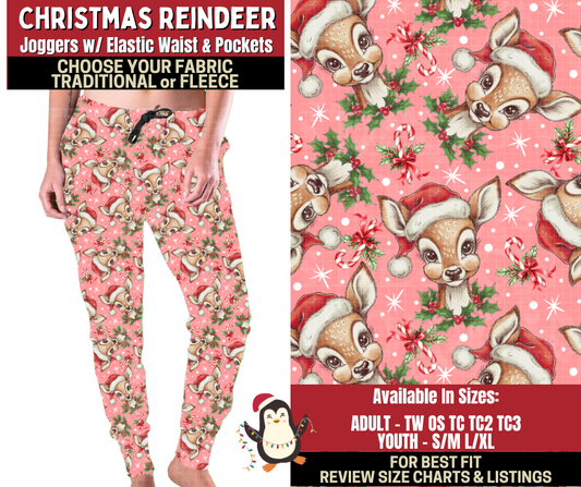 Preorder! Closes 9/4. ETA Dec. Christmas Reindeer Joggers Choose Fleece or Traditional