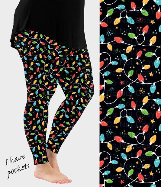 RTS - Christmas Lights Leggings w/ Pockets