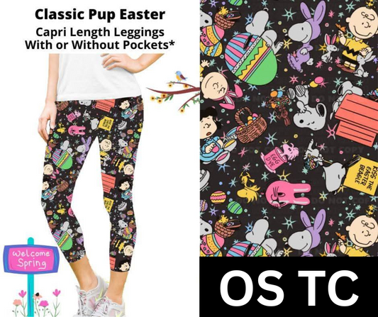 Classic Pup Easter Capri Length Leggings w/ Pockets
