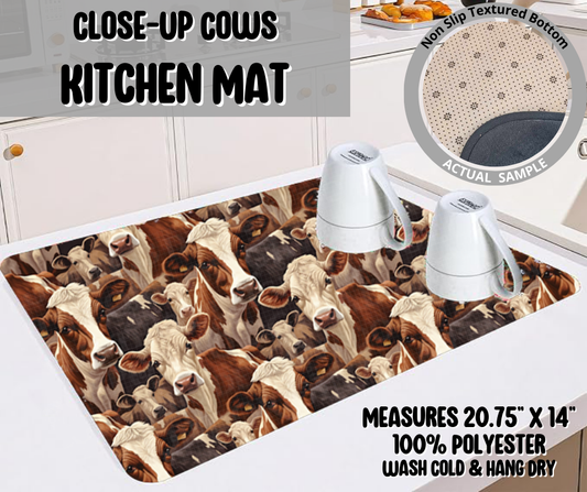 Preorder! Closes 5/22. ETA August. Close-Up Cows Kitchen Mat