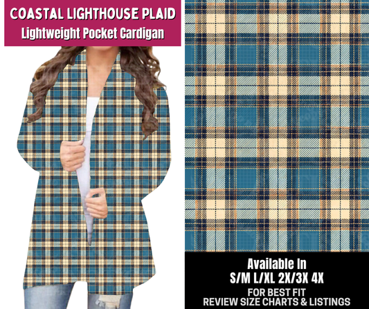 Preorder! Closes 8/6. ETA Nov. Coastal Lighthouse Plaid Pocket Cardigan
