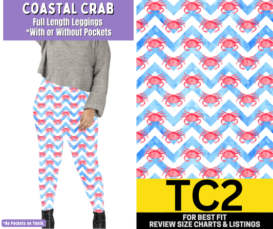 Coastal Crab Full Length Leggings w/ Pockets