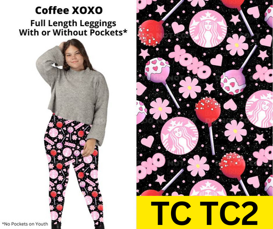 Coffee XOXO Full Length Leggings w/ Pockets