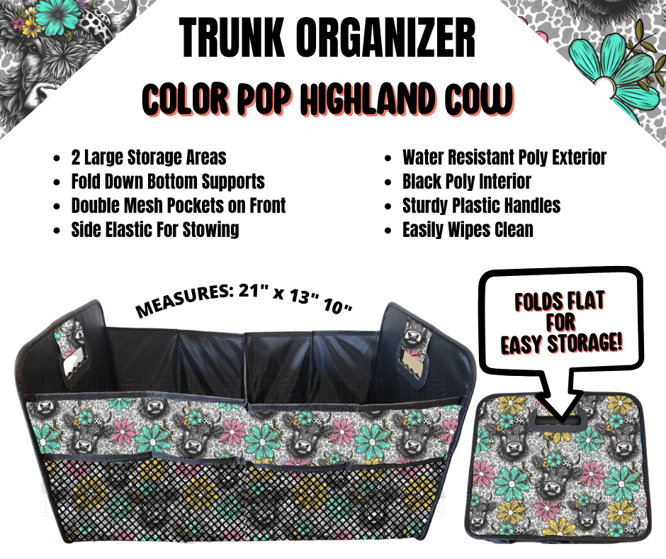 Color Pop Highland Cow Trunk Organizer - Alonna's Legging Land