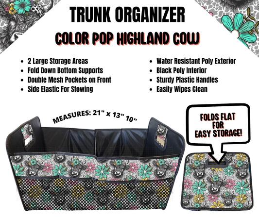 Color Pop Highland Cow Trunk Organizer - Alonna's Legging Land