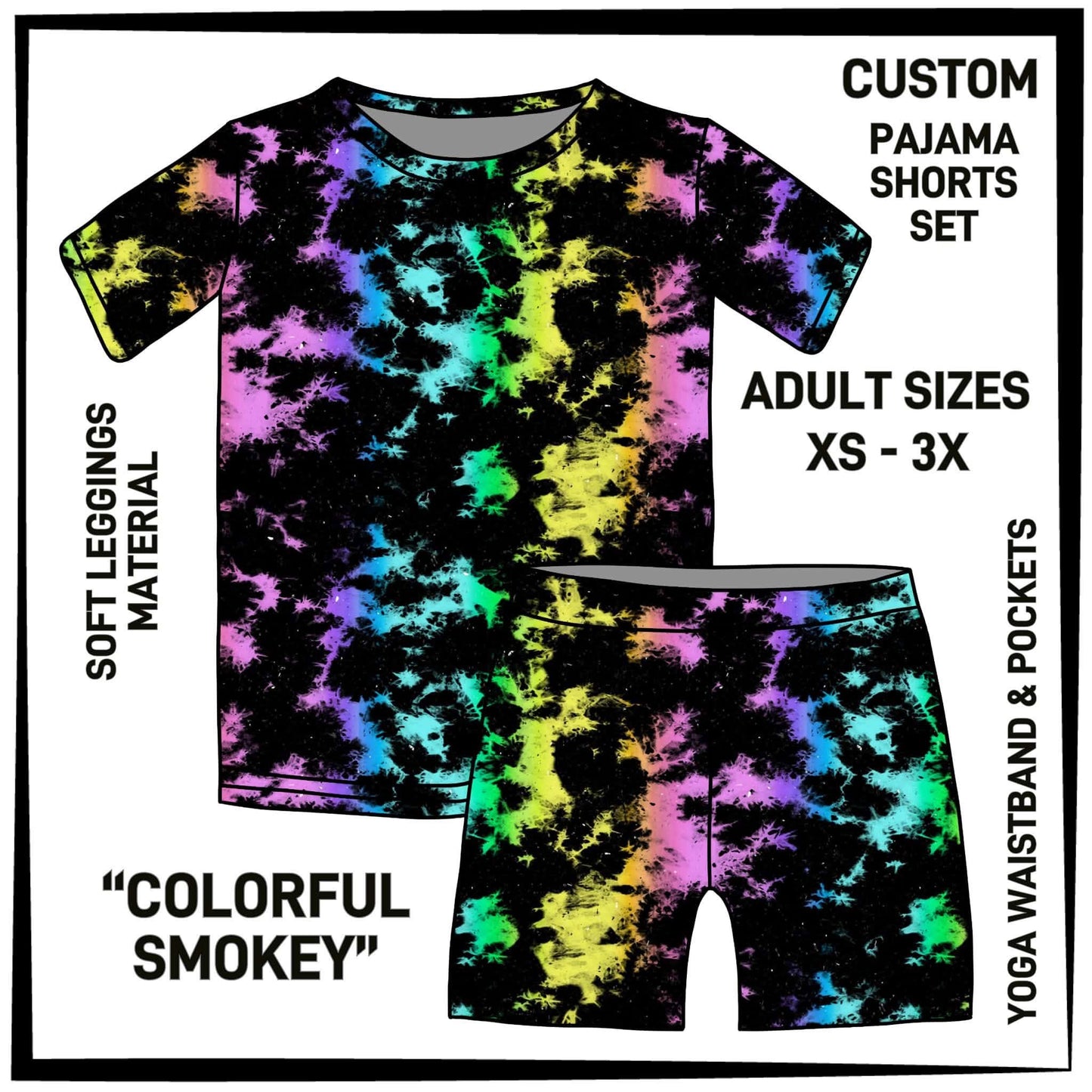 PS1S - Colorful Smokey Pajamas Top & Shorts Set - Preorder Closing 7/4 ETA: Late Aug