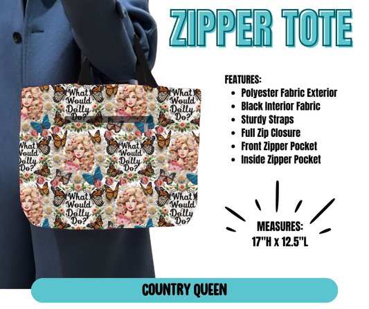 Preorder! Closes 5/21. ETA August. Country Queen Zipper Tote