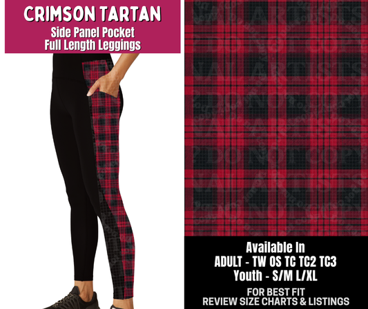 Preorder! Closes 8/6. ETA Nov. Crimson Tartan Side Panel Pocket Full Length Leggings