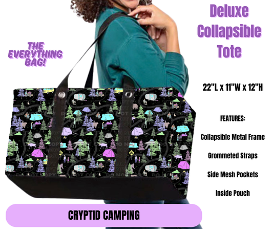 Preorder! Closes 5/19. ETA August. Cryptid Camping Collapsible Tote