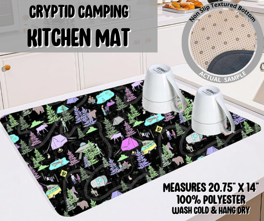 Preorder! Closes 5/22. ETA August. Cryptid Camping Kitchen Mat