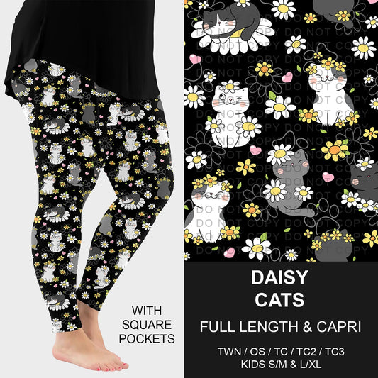 B286 - Preorder Daisy Cats Leggings w/ Pockets (Closes 4/19. ETA: late June)