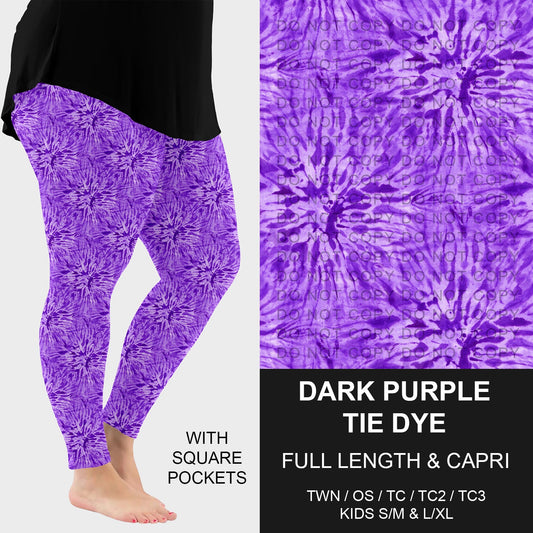 B279 - Preorder Dark Purple Tie Dye Leggings w/ Pockets (Closes 3/18. ETA: late May)