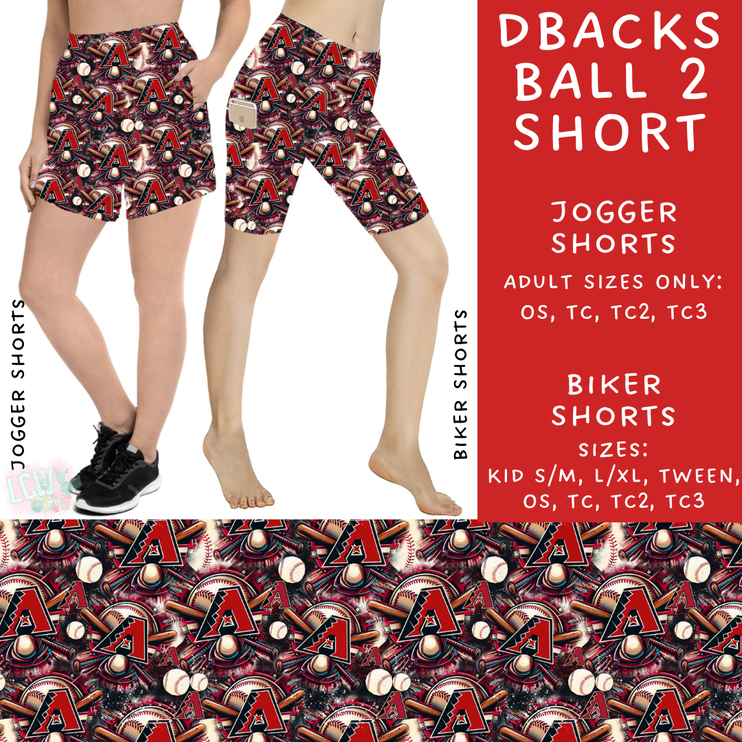 Batch #498 - Strike Out 3 - Closes 3/2 - ETA early May - DBacks Ball 2 Biker & Jogger Shorts - Alonna's Legging Land
