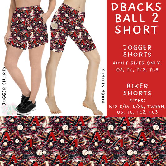 Batch #498 - Strike Out 3 - Closes 3/2 - ETA early May - DBacks Ball 2 Biker & Jogger Shorts - Alonna's Legging Land