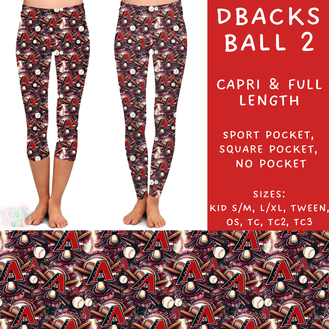Batch #498 - Strike Out 3 - Closes 3/2 - ETA early May - DBacks Ball 2 Full and Capri Length Leggings - Alonna's Legging Land