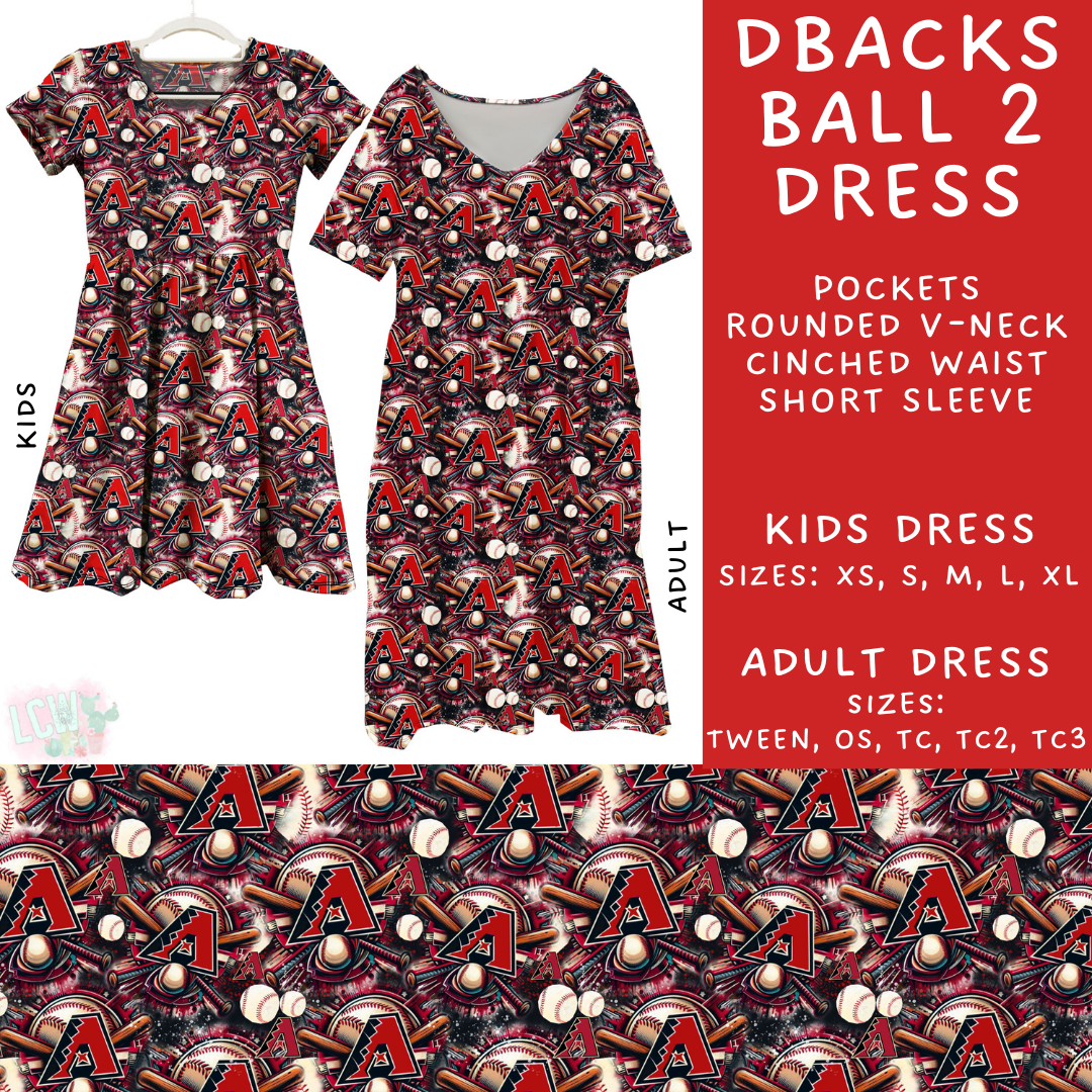 Batch #498 - Strike Out 3 - Closes 3/2 - ETA early May - DBacks Ball 2 Adult & Kids Dresses - Alonna's Legging Land