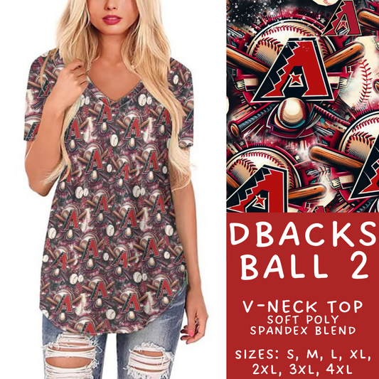 Batch #498 - Strike Out 3 - Closes 3/2 - ETA early May - DBacks Ball 2 V-Neck Tee - Alonna's Legging Land