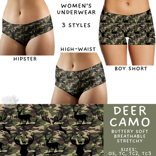 Batch #340 - Comfortable Underwear 4 - Closes 5/16 - ETA early July - Deer Camo Women's Underwear