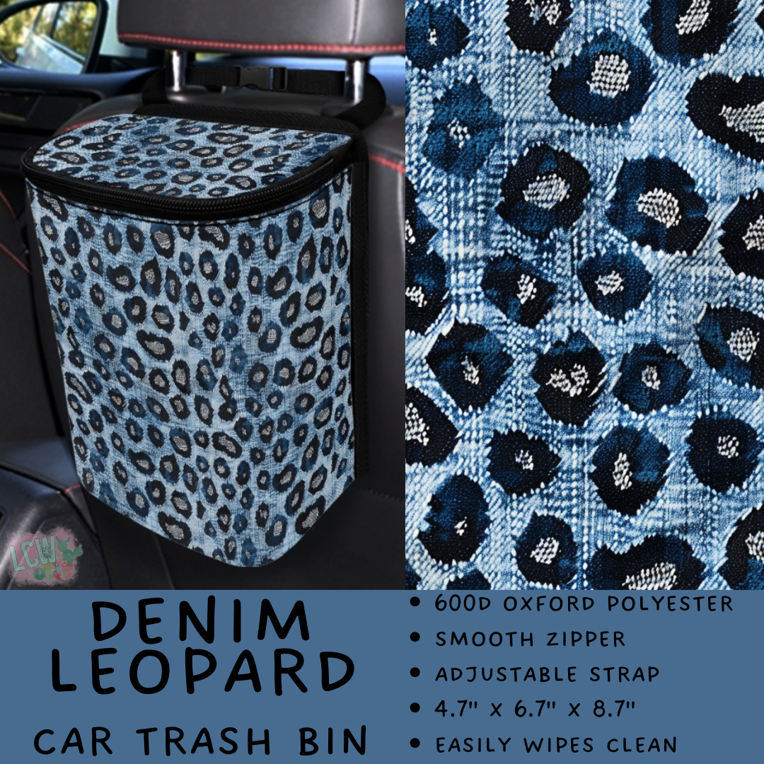 Batch #423 - Car Accessories - Closes 10/2 - ETA mid/late Nov - Denim Leopard Car Trash Bin