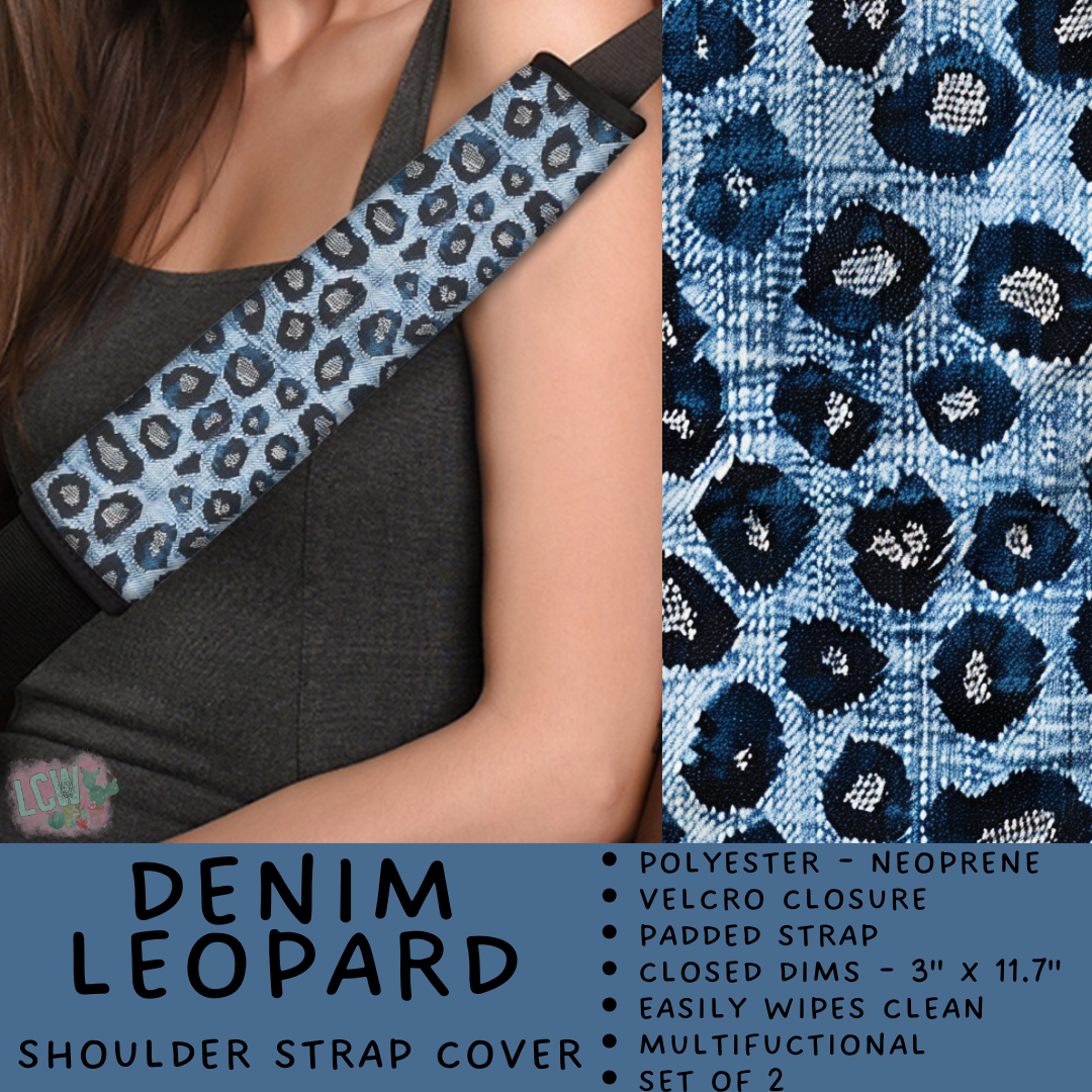 Batch #423 - Car Accessories - Closes 10/2 - ETA mid/late Nov - Denim Leopard Shoulder Strap Pads