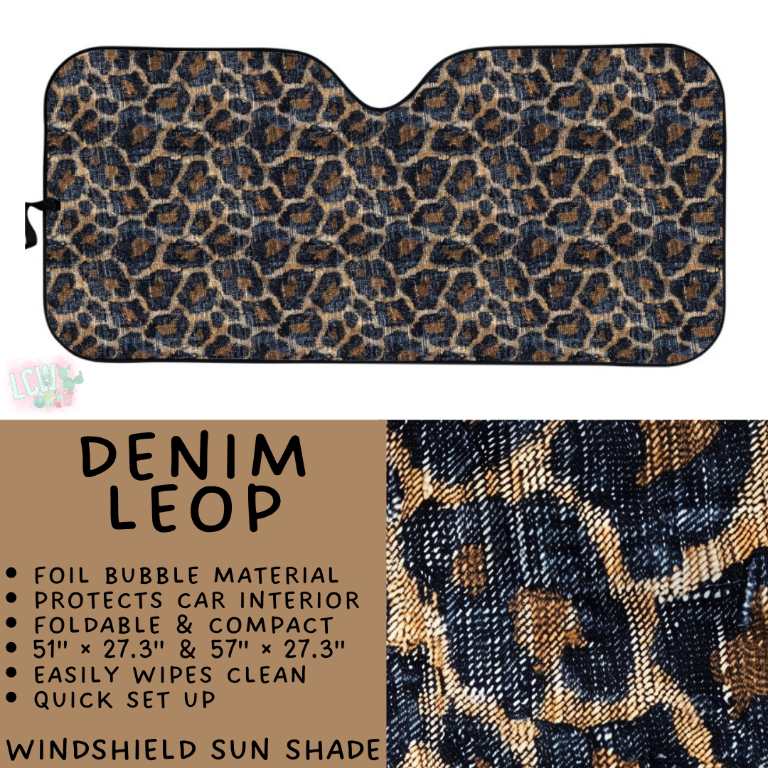 Batch #554 - Car Accessories 3 - Closes 7/10 - ETA early/mid Sept - Denim Leop Windshield Sun Shade