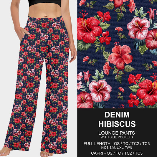 B227 - Preorder Denim Hibiscus Lounge Pants (Closes 5/04. ETA: mid July)