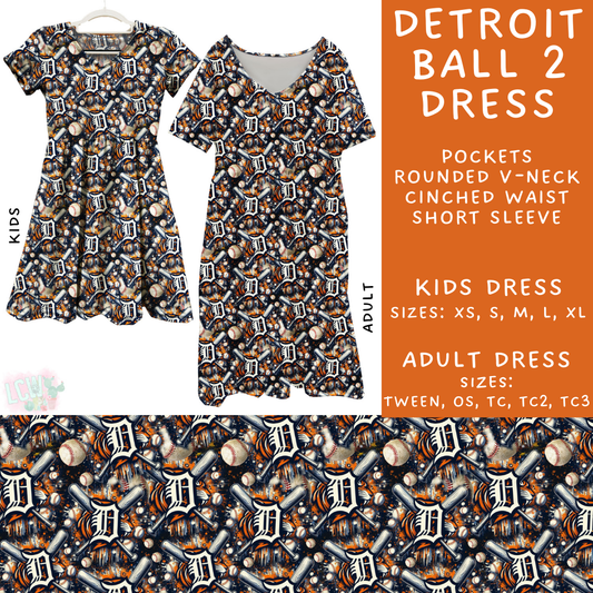 Batch #498 - Strike Out 3 - Closes 3/2 - ETA early May - Detroit Ball 2 Adult & Kids Dresses - Alonna's Legging Land