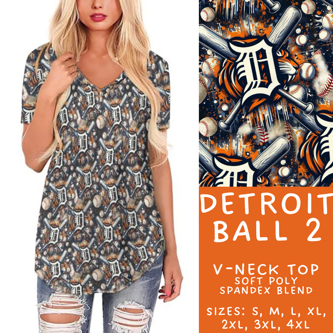 Batch #498 - Strike Out 3 - Closes 3/2 - ETA early May - Detroit Ball 2 V-Neck Tee - Alonna's Legging Land