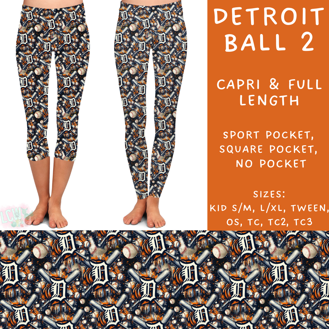 Batch #498 - Strike Out 3 - Closes 3/2 - ETA early May - Detroit Ball 2 Full and Capri Length Leggings - Alonna's Legging Land