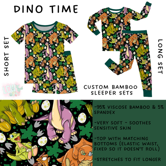 Ready To Ship - Dino Time Bamboo Short Set - 6T & 7T & Long Set - 12-18 Mos
