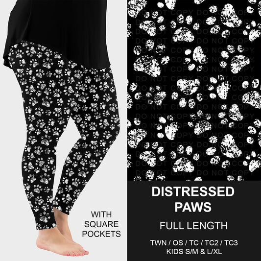 B248 - Preorder Distressed Paws Leggings w/ Pockets (Closes 8/24. ETA late Oct.)