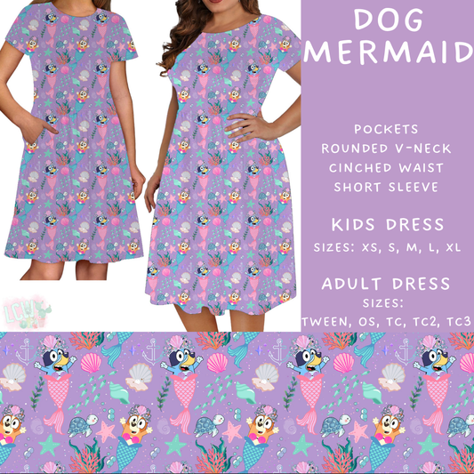 Batch #339 - Character Summer - Closes 5/15 - ETA mid July - Dog Mermaid Adult & Kids Dresses