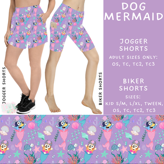 Batch #339 - Character Summer - Closes 5/15 - ETA mid July - Dog Mermaid Biker & Jogger Shorts
