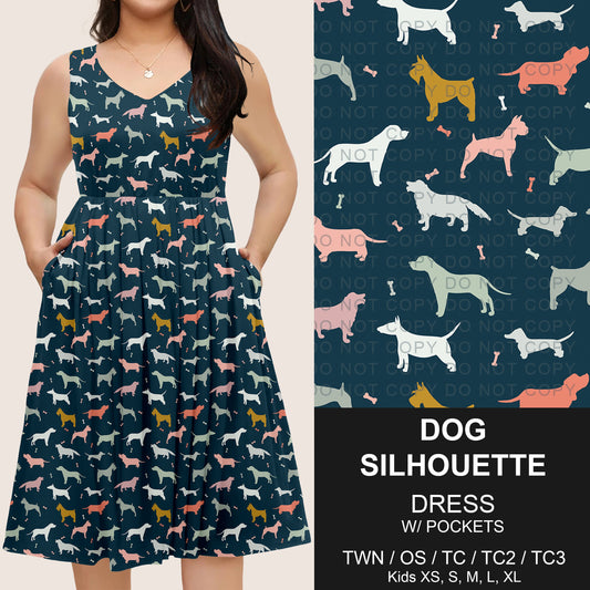 B275 - Preorder Dog Silhouette Sleeveless Pocket Dress (Closes 2/25. ETA: early May) - Alonna's Legging Land
