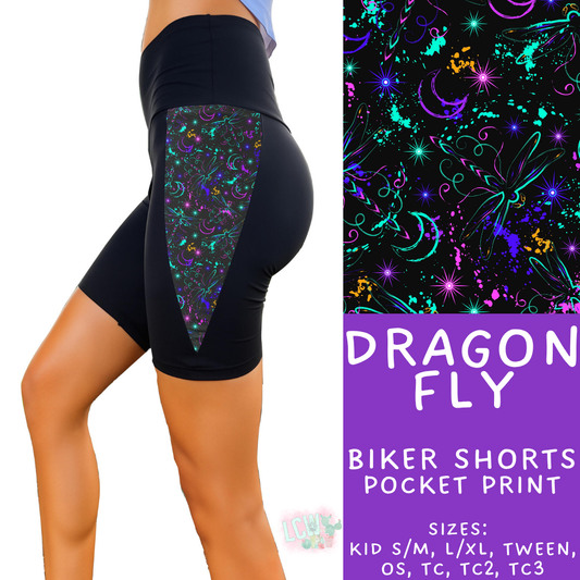 Batch #547 - Set in Style Collection - Closes 6/24 - ETA late August - Dragon Fly Pocket Print Biker Short