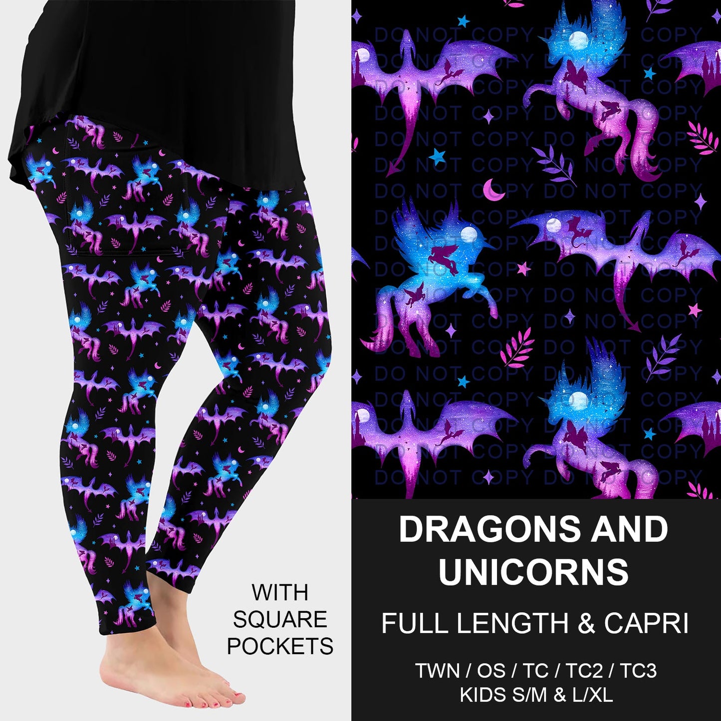 B257 - Preorder Dragons and Unicorns Leggings w/ Pockets (Closes 10/26. ETA: late Dec.)