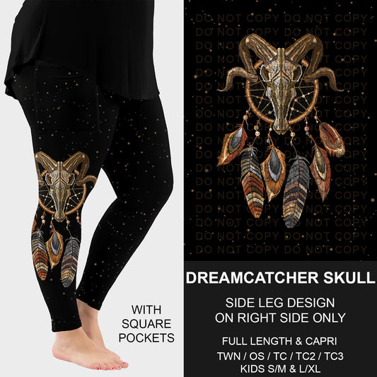 B249 - Preorder Dreamcatcher Skull Side Design Leggings w/ Pockets (Closes 8/31. ETA: late Oct.)