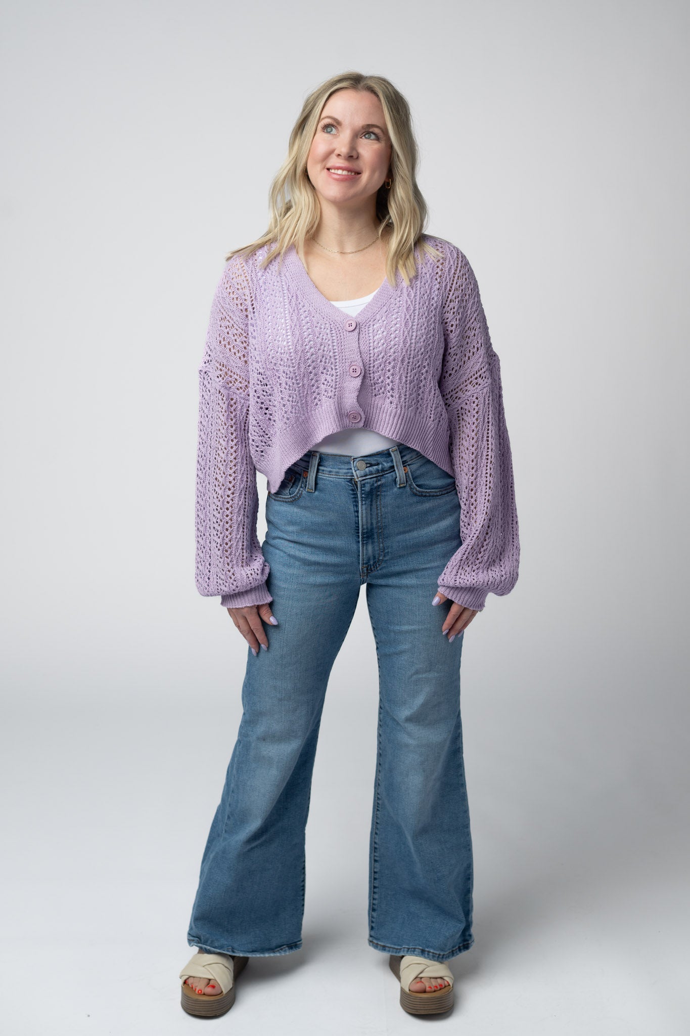 IN STOCK Callie Cropped Cardigan - Lavender - Alonna's Legging Land